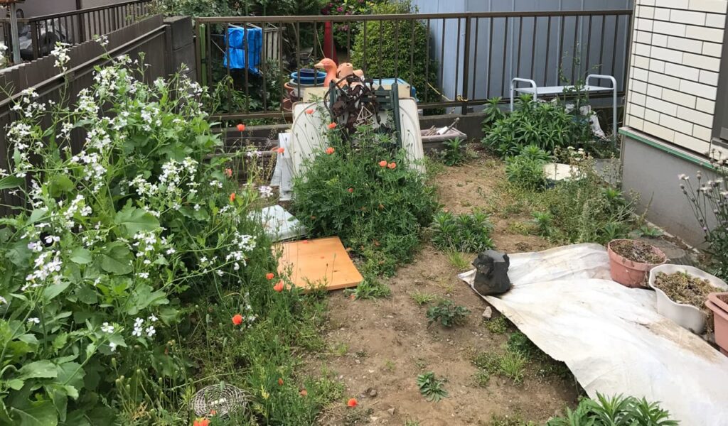 ナチュラルなカラーコンクリートのアプローチ